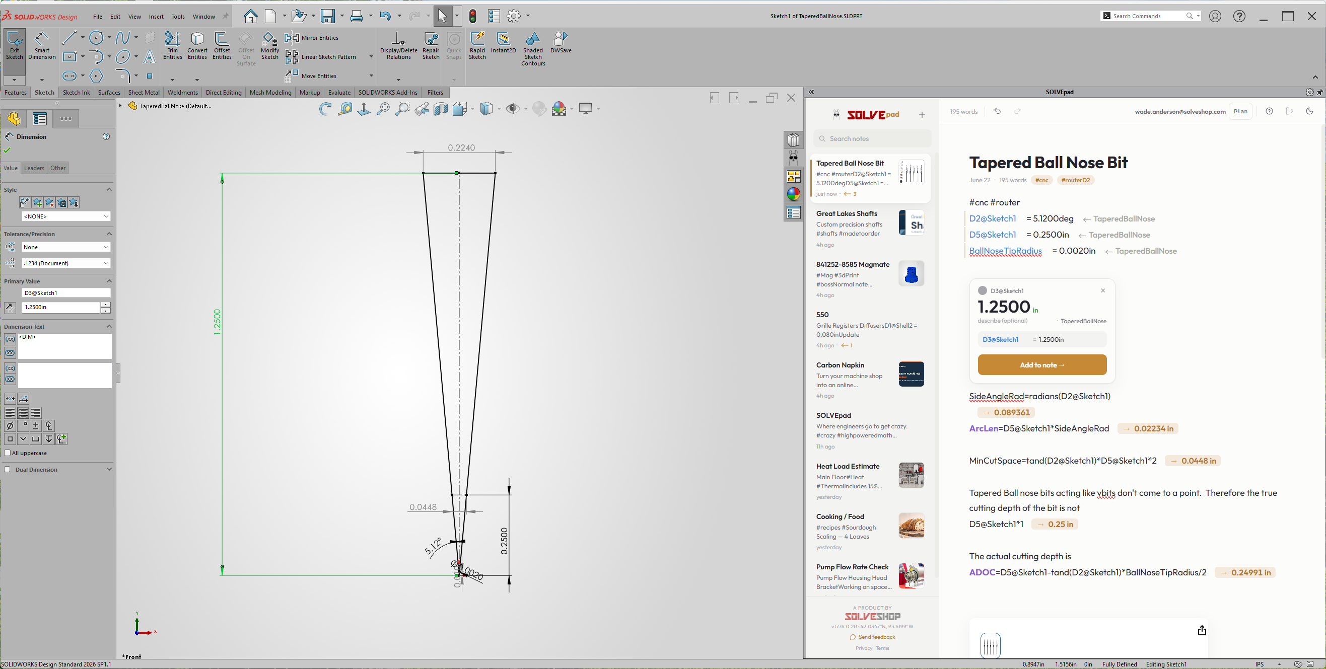 SOLVEpad running in Solidworks task pane