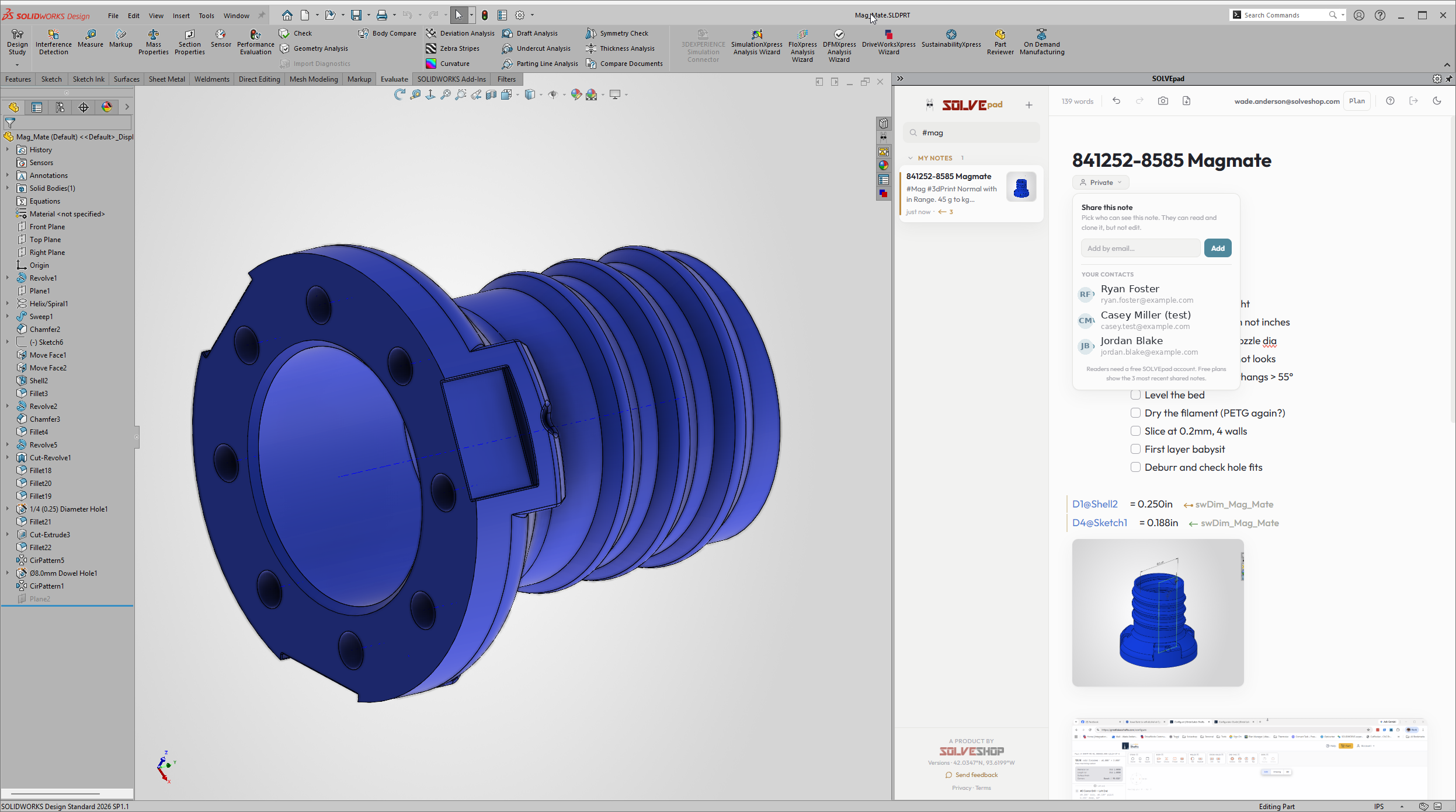SOLVEpad in Solidworks